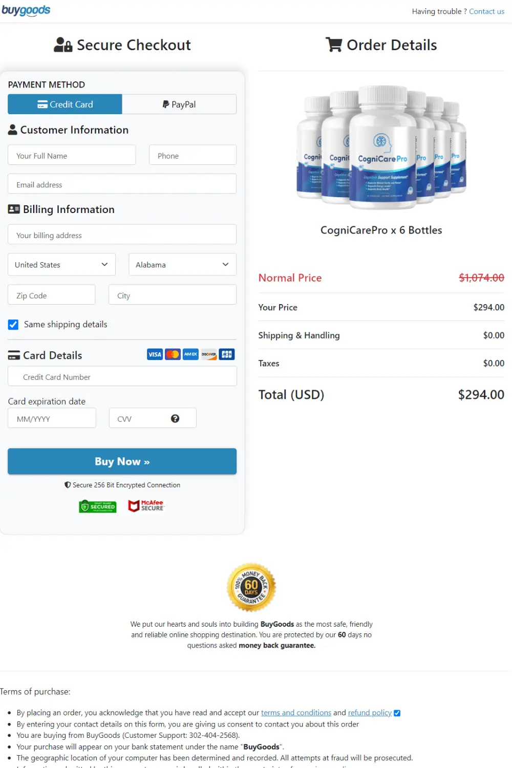 CogniCare Pro order form